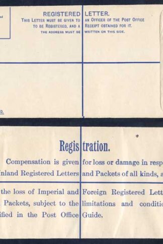 RP42 KGV 4 1/2d Registered Envelope size H2 Mint