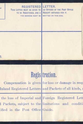 RP42 KGV 4 1/2d Registered Envelope size H2 Mint