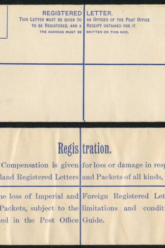RP42 KGV 4 1/2d Registered Envelope size H2 Mint