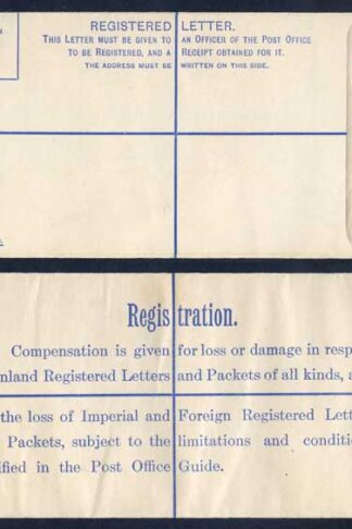 RP42 KGV Registered Envelope Size H2 Imperial and Foreign On Back