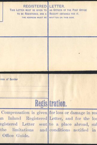 RP45 KGV 4 1/2d Puce Registered Envelope Size H2 Place Abroad on Back Mint