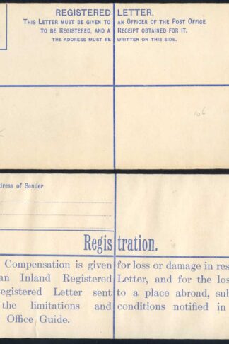 RP45 KGV 4 1/2d Puce Registered Envelope Size H2 Place Abroad on Back Mint
