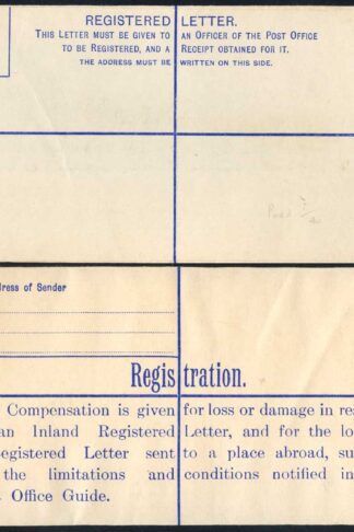 RP45 KGV 4 1/2d Puce Registered Envelope Size H2 Place Abroad on Back Mint