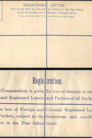 RP27 KGV 3d Brown Registered Envelope LE under the Flap Size H2 Mint