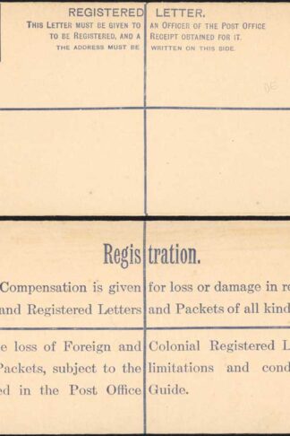 RP27 KGV 3d Brown Registered Envelope DE under the Flap Size H2 Mint