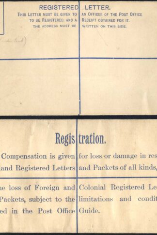 RP27 KGV 3d Brown Registered Envelope LE under the Flap Size H2 Mint