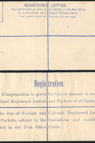 RP27 KGV 3d Brown Registered Envelope LE under the Flap Size H2 Mint