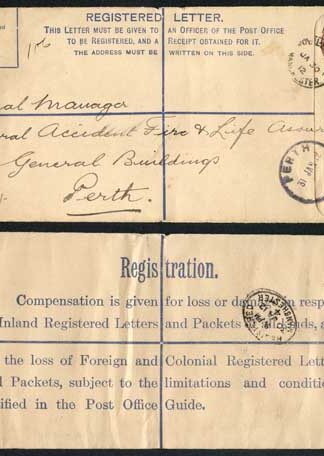 RP27 KGV 3d Brown Registered Envelope GE under the Flap Size H2 Used