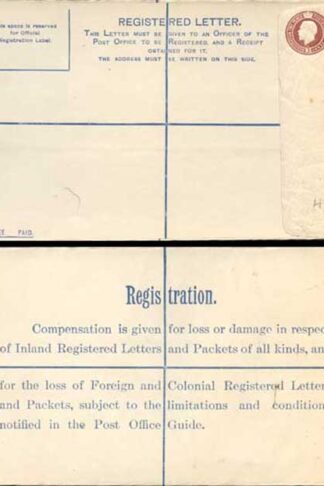 RP27 KGV 3d Brown Registered Envelope HE under the Flap Size H MINT