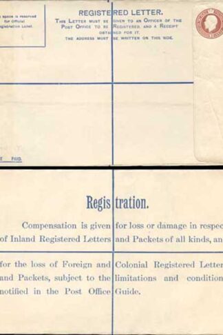 RP27 KGV 3d Brown Registered Envelope HE under the Flap Size H MINT