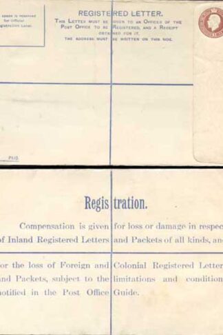 RP27 KGV 3d Brown Registered Envelope FE under the Flap Size H MINT