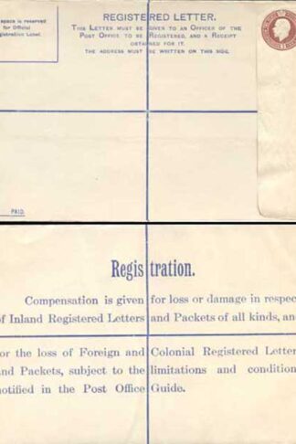 RP27 KGV 3d Brown Registered Envelope EE under the Flap Size H MINT