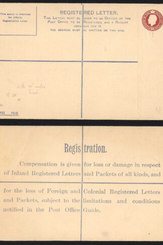 RP27 KGV 3d Brown Registered Envelope ME under the Flap Size H MINT