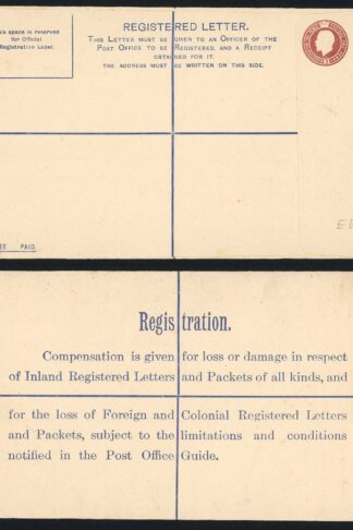 RP27 KGV 3d Brown Registered Envelope EE under the Flap Size H MINT