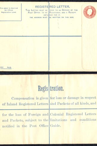 RP27 KGV 3d Brown Registered Envelope HE under the Flap Size H MINT