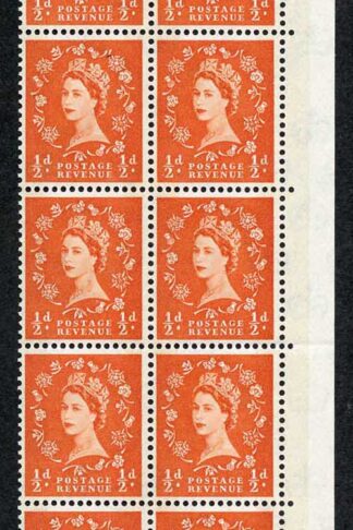 S9 1/2d Orange Red Crowns Wmk Green Phosphor U/M Block 14 (ebay 2)