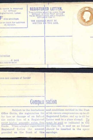 RP59 KGVI 5 1/2d Registered Envelope Size F McCorquodale and Co Ltd Under Flap