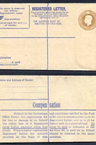 RP59 KGVI 5 1/2d Registered Envelope Size F McCorquodale and Co Ltd Under Flap