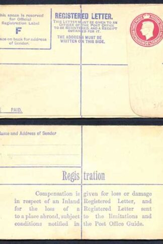 RP47 KGVI 4 1/2d Registered Envelope Size F Mint
