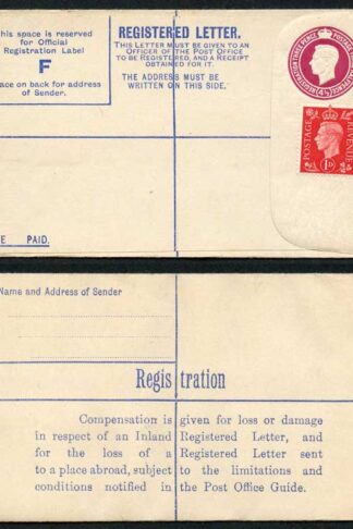 RP47 KGVI 4 1/2d Registered Envelope Size F Mint and 1d Stamp