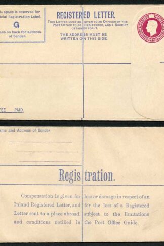 RP47 KGVI 4 1/2d Registered Envelope Size G Mint