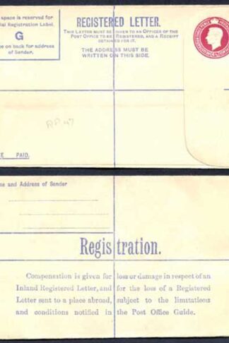 RP47 KGVI 4 1/2d Registered Envelope Size G Mint