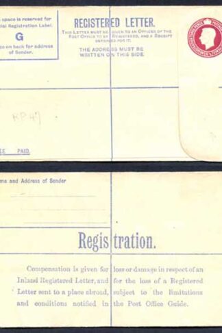 RP47 KGVI 4 1/2d Registered Envelope Size G Mint