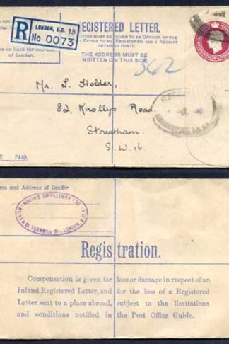 RP47 KGVI 4 1/2d Registered Envelope Size G Used