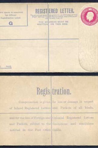 RP39 KGV 4 1/2d Puce Registered Envelope Size G Mint HR Under Flap