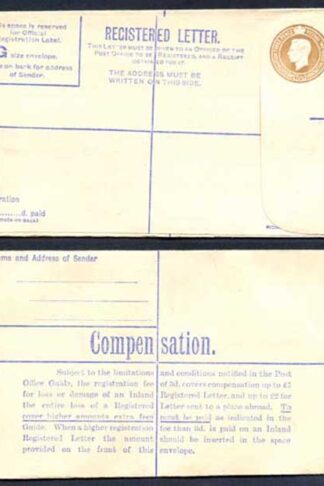 RP59 KGVI 5 1/2d Registered Envelope Size G McCorquodale and Co Ltd Under Flap