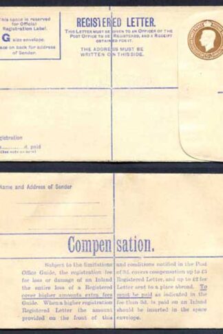 RP59 KGVI 5 1/2d Registered Envelope Size G McCorquodale and Co Ltd Under Flap