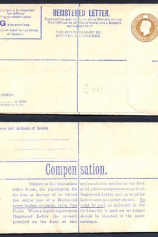 RP59 KGVI 5 1/2d Registered Envelope Size G McCorquodale and Co Ltd Under Flap