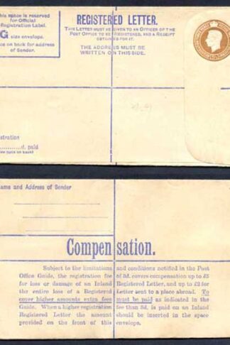 RP59 KGVI 5 1/2d Registered Envelope Size G McCorquodale and Co Ltd Under Flap