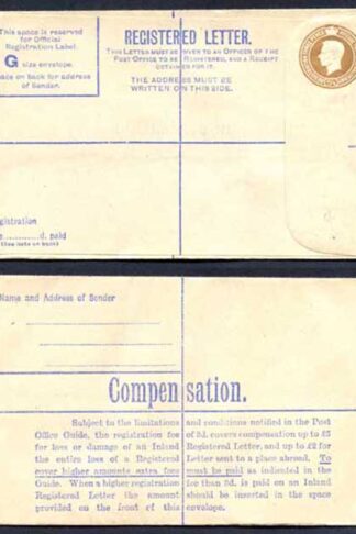 RP59 KGVI 5 1/2d Registered Envelope Size G McCorquodale and Co Ltd Under Flap