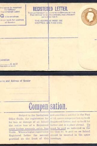 RP59 KGVI 5 1/2d Registered Envelope Size G McCorquodale and Co Ltd Under Flap