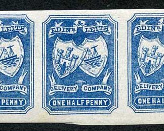 CD50a 1/2d Blue Edinburgh and Leith Delivery Co Strip of 7