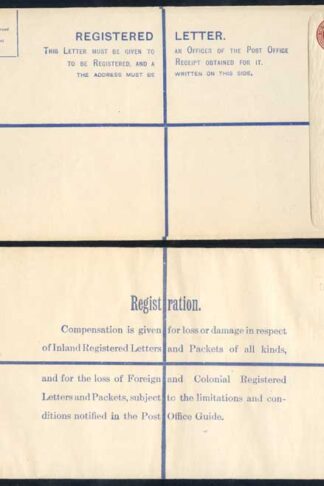RP28 KGV 3d Red-brown Registered Envelope Size K Mint