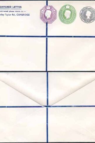 KGVI and QEII 6d 1 1/2d and 1/9 Compound PRIVATE Registered Envelopes RSP11 Si