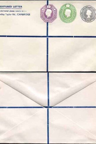 KGVI and QEII 6d 1 1/2d and 1/3 Compound PRIVATE Registered Envelope RSP11 Size