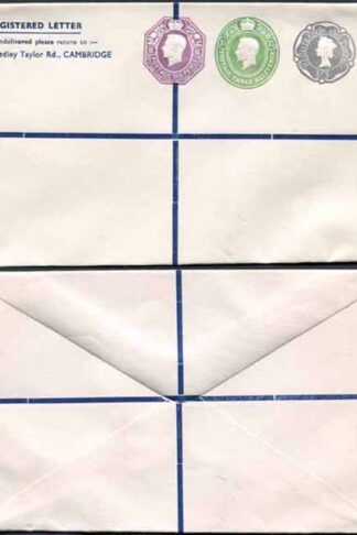 KGVI and QEII 6d 1 1/2d and 1/9 Compound PRIVATE Registered Envelope RSP11 Size