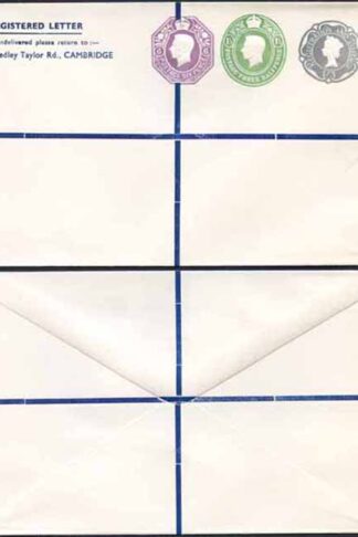 KGVI and QEII 6d 1 1/2d and 1/9 Compound PRIVATE Registered Envelopes RSP11 Si