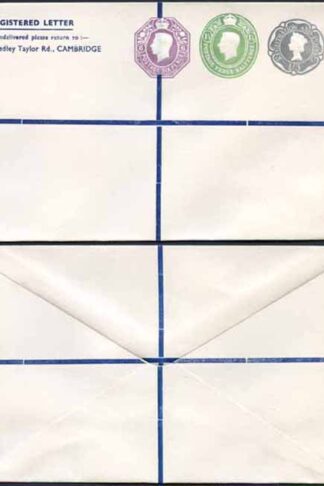 KGVI and QEII 6d 1 1/2d and 1/9 Compound PRIVATE Registered Envelopes RSP11 Si