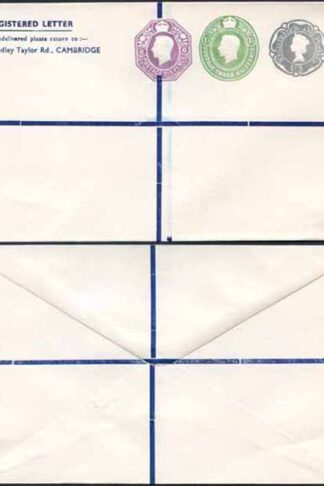 KGVI and QEII 6d 1 1/2d and 1/9 Compound PRIVATE Registered Envelopes RSP11 Si
