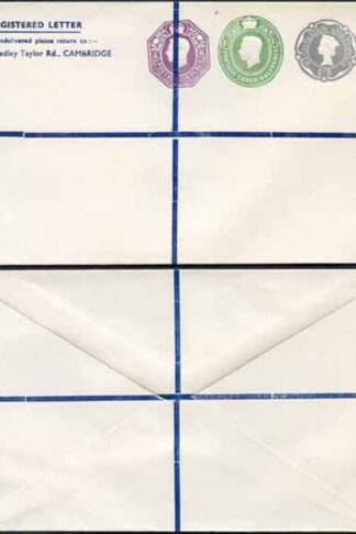 KGVI and QEII 6d 1 1/2d and 1/9 Compound PRIVATE Registered Envelopes RSP11 Si