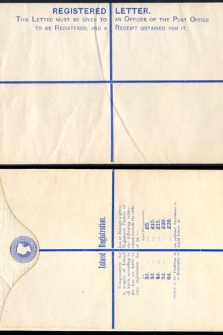 RP16 QV 2d Blue Registered Envelope Size K Mint