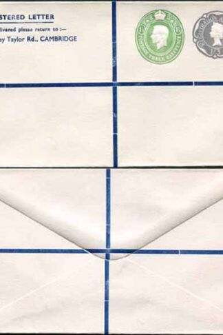 KGVI and QEII 1 1/2d and 1/3 Compound PRIVATE Registered Envelopes RSP9 Size G