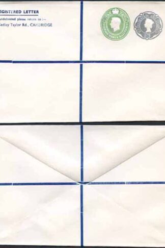 KGVI and QEII 1 1/2d and 1/3 Compound PRIVATE Registered Envelopes RSP9 Size N