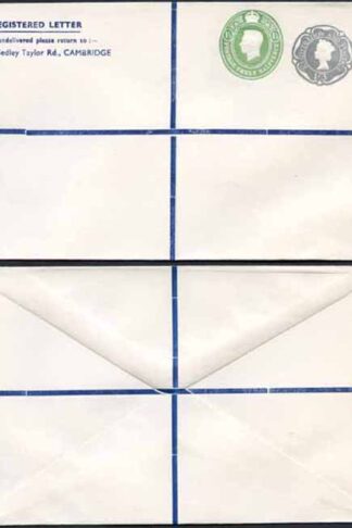 KGVI and QEII 1 1/2d and 1/3 Compound PRIVATE Registered Envelopes RSP9 Size N