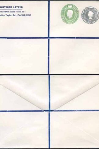 KGVI and QEII 1 1/2d and 1/3 Compound PRIVATE Registered Envelopes RSP9 Size N