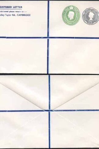 KGVI and QEII 1 1/2d and 1/3 Compound PRIVATE Registered Envelopes RSP9 Size N